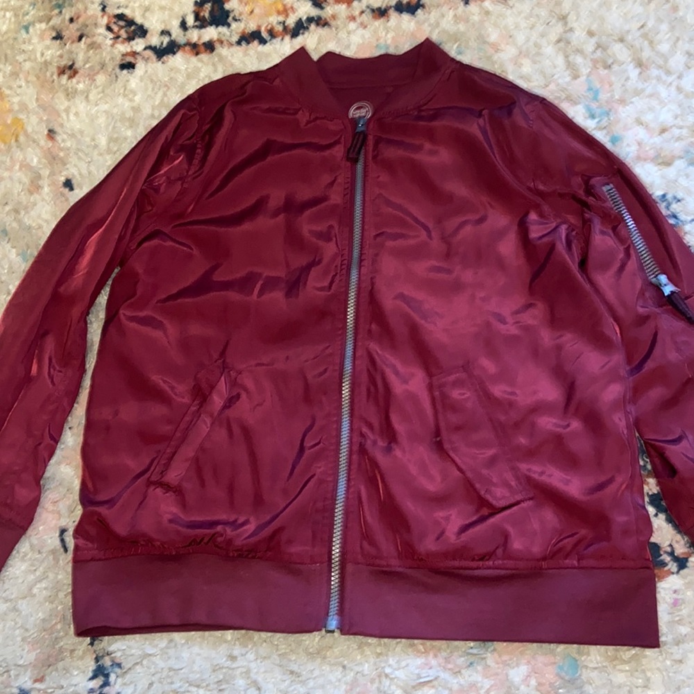 Burgundy boys jacket - size large (10-12)